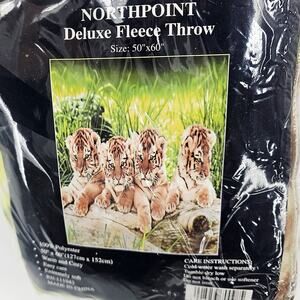 NEW NORTHPOINT BABY TIGER CUBS DELUXE FLEECE THROW BLANKET THROW 50x60 WARM SOFT